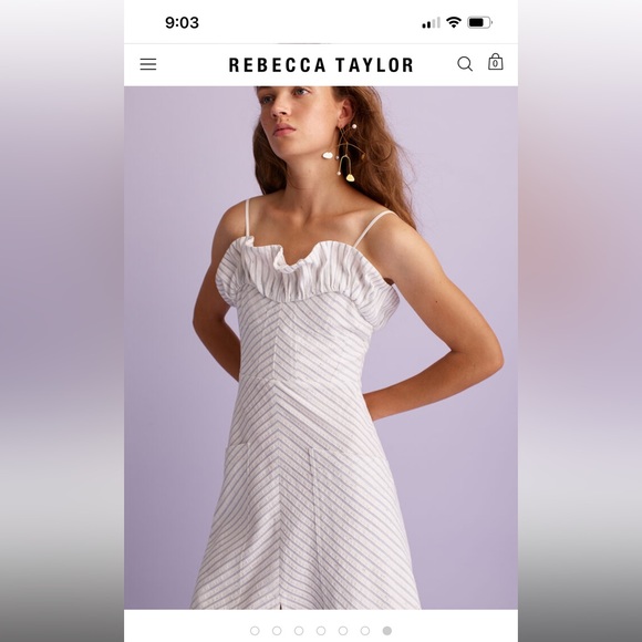 Rebecca Taylor MULTI COLOR STRIPE RUFFLE DRESS NWOT - Picture 6 of 13